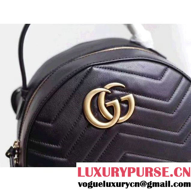Gucci GG Marmont Quilted Leather Backpack 476671 Black 2017 (MH-7060620 )