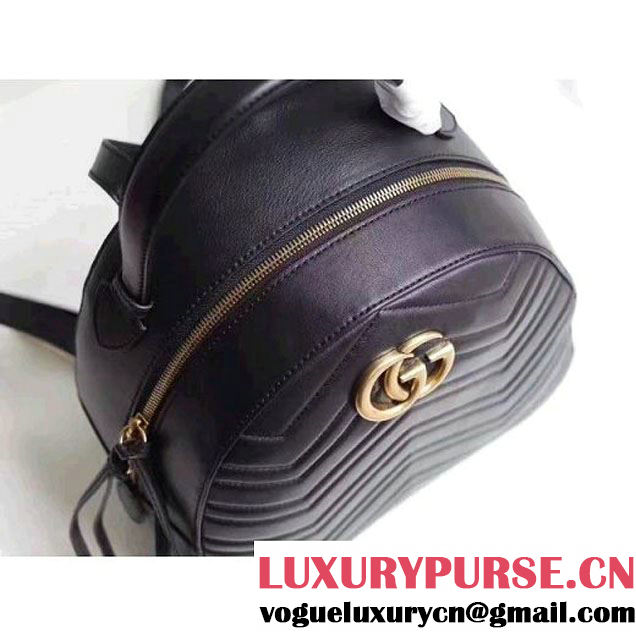 Gucci GG Marmont Quilted Leather Backpack 476671 Black 2017 (MH-7060620 )