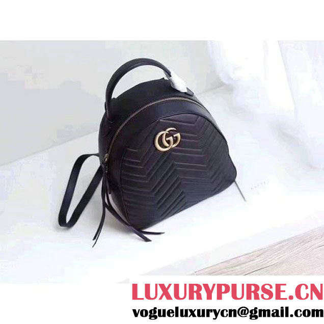 Gucci GG Marmont Quilted Leather Backpack 476671 Black 2017 (MH-7060620 )