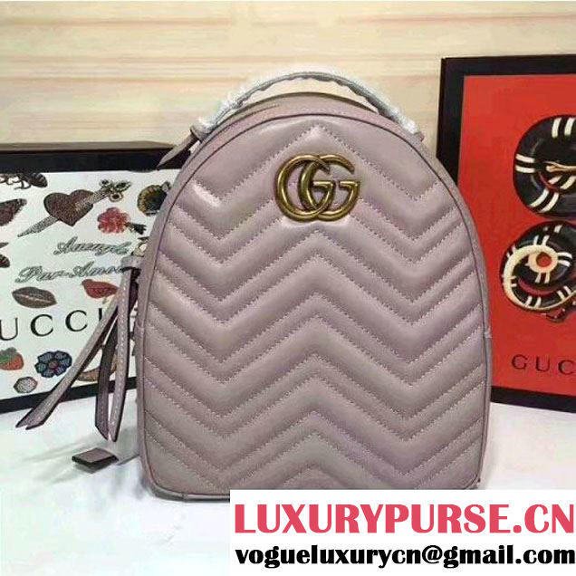 Gucci GG Marmont Quilted Leather Backpack 476671 Grey 2017 (MH-7060621 )