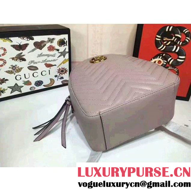 Gucci GG Marmont Quilted Leather Backpack 476671 Grey 2017 (MH-7060621 )