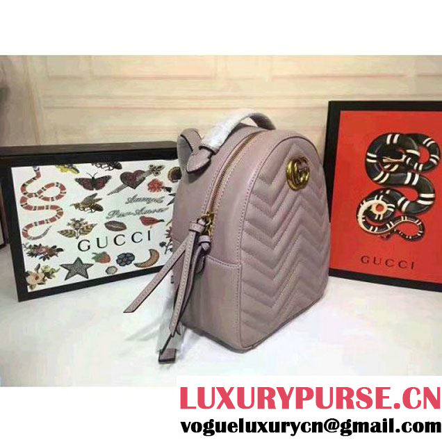 Gucci GG Marmont Quilted Leather Backpack 476671 Grey 2017 (MH-7060621 )