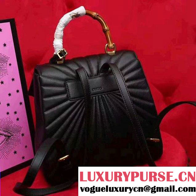 Gucci Queen Margaret Quilted Leather Backpack 476664 Black 2017 (2A010-7062025 )