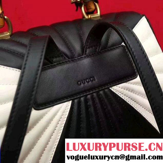 Gucci Queen Margaret Quilted Leather Backpack 476664 White/Black 2017 (2A010-7062026 )