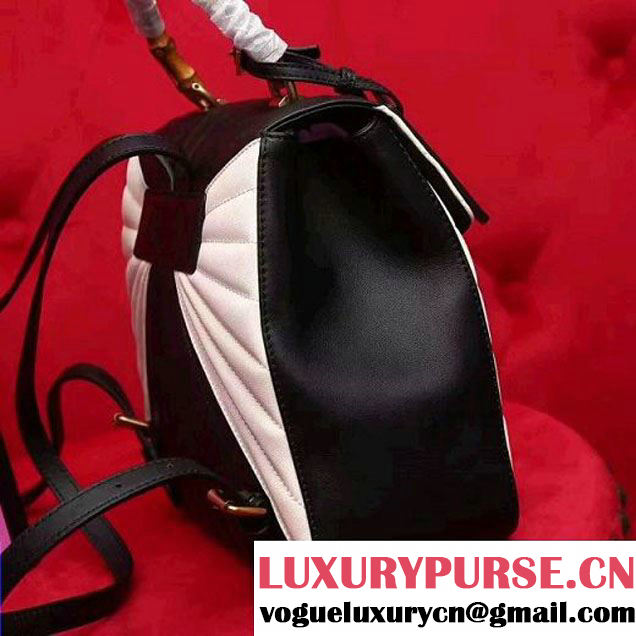 Gucci Queen Margaret Quilted Leather Backpack 476664 White/Black 2017 (2A010-7062026 )