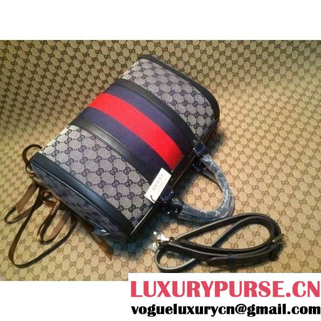 Gucci Vintage Web Orainal GG Canvas Boston Bag 247205 Blue (1b77-153 )