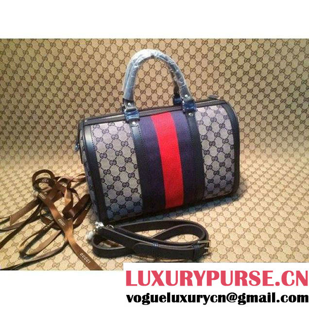 Gucci Vintage Web Orainal GG Canvas Boston Bag 247205 Blue (1b77-153 )
