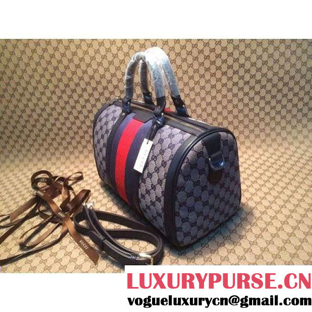 Gucci Vintage Web Orainal GG Canvas Boston Bag 247205 Blue (1b77-153 )