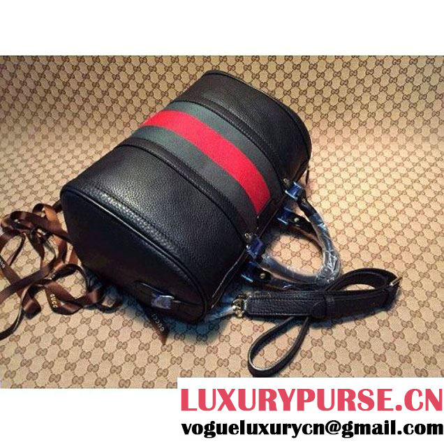 Gucci Vintage Web Leather Boston Bag 247205 Black (1b77-168 )