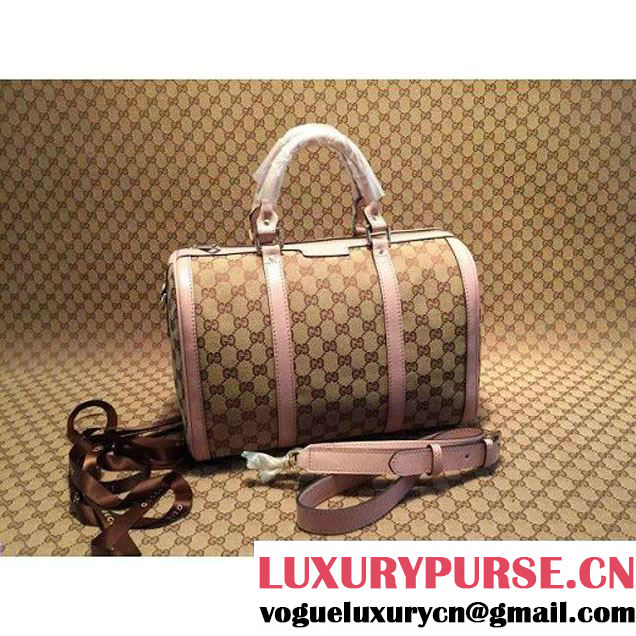 Gucci Vintage Web Orainal GG Canvas Boston Bag 247205 Pink (1b77-1533 )