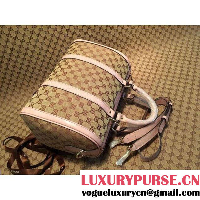 Gucci Vintage Web Orainal GG Canvas Boston Bag 247205 Pink (1b77-1533 )