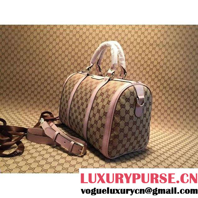 Gucci Vintage Web Orainal GG Canvas Boston Bag 247205 Pink (1b77-1533 )