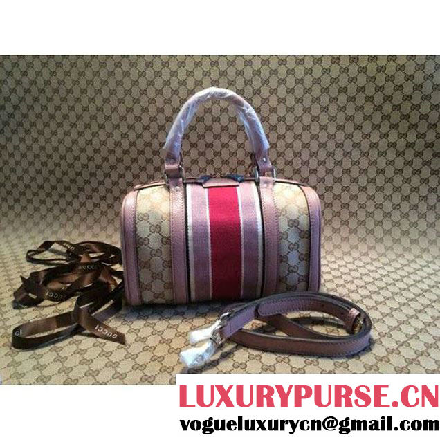 Gucci Small Vintage Web Orainal GG Canvas Boston Bag Pink (1b77-143 )