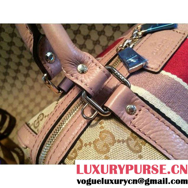 Gucci Small Vintage Web Orainal GG Canvas Boston Bag Pink (1b77-143 )