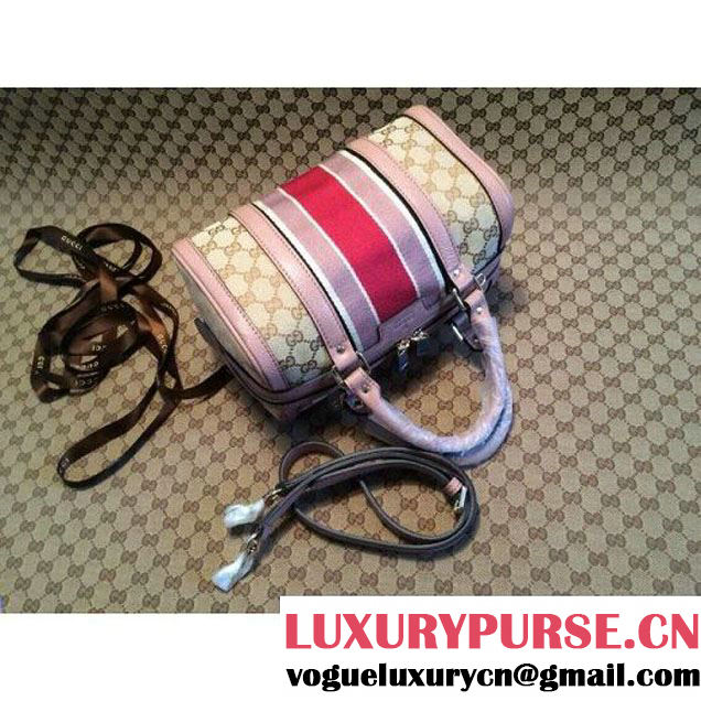 Gucci Small Vintage Web Orainal GG Canvas Boston Bag Pink (1b77-143 )