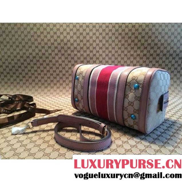 Gucci Small Vintage Web Orainal GG Canvas Boston Bag Pink (1b77-143 )
