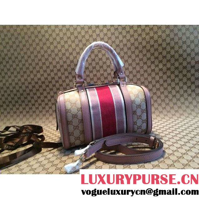 Gucci Small Vintage Web Orainal GG Canvas Boston Bag Pink (1b77-143 )