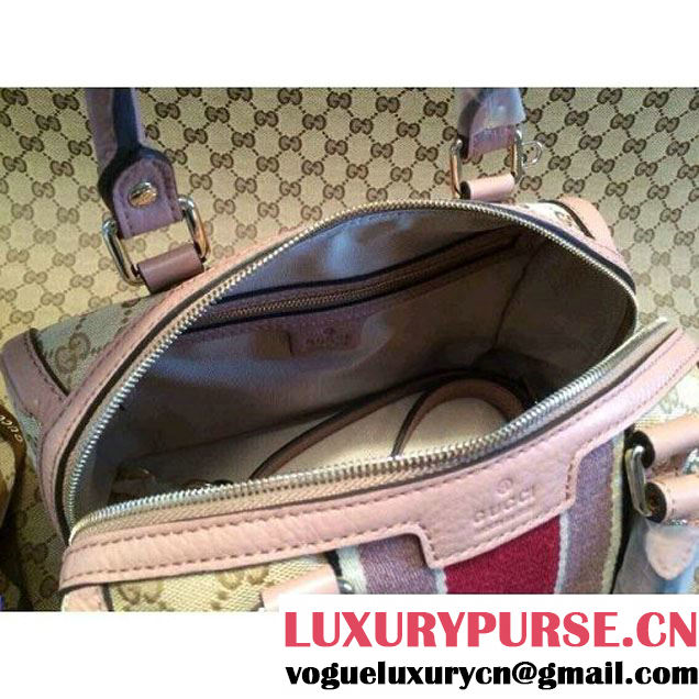 Gucci Small Vintage Web Orainal GG Canvas Boston Bag Pink (1b77-143 )