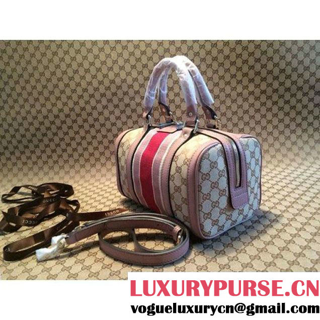 Gucci Small Vintage Web Orainal GG Canvas Boston Bag Pink (1b77-143 )