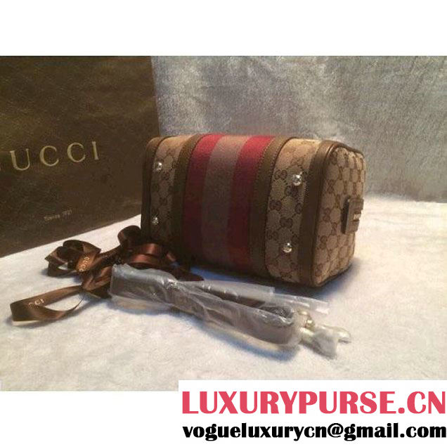 Gucci Small Vintage Web Orainal GG Canvas Boston Bag Kahki (1b77-1432 )