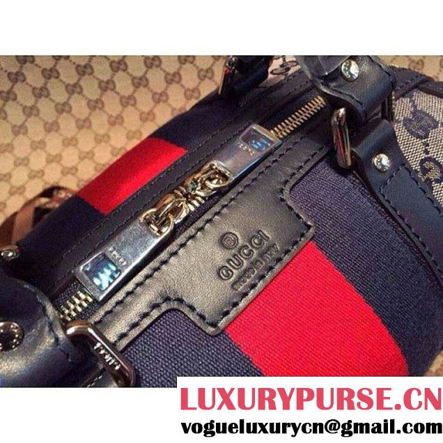 Gucci Small Vintage Web Orainal GG Canvas Boston Bag Blue (1b77-1433 )