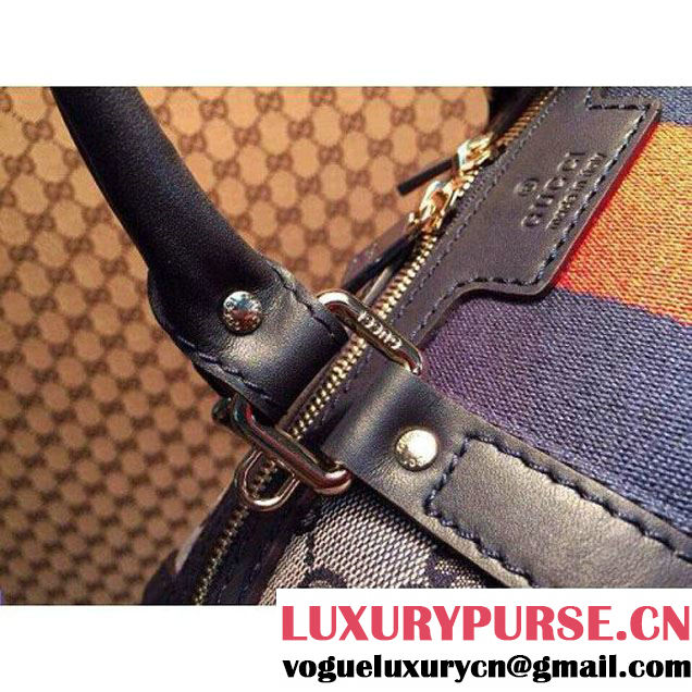 Gucci Small Vintage Web Orainal GG Canvas Boston Bag Blue (1b77-1433 )