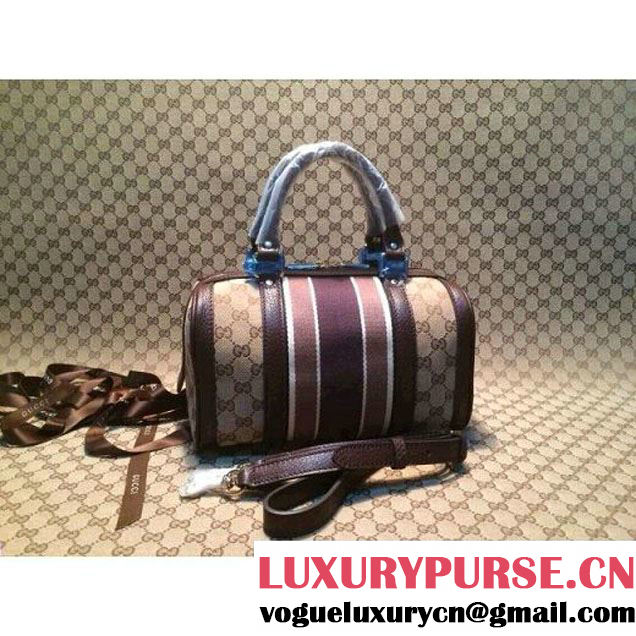 Gucci Small Vintage Web Orainal GG Canvas Boston Bag Brown (1b77-1434 )