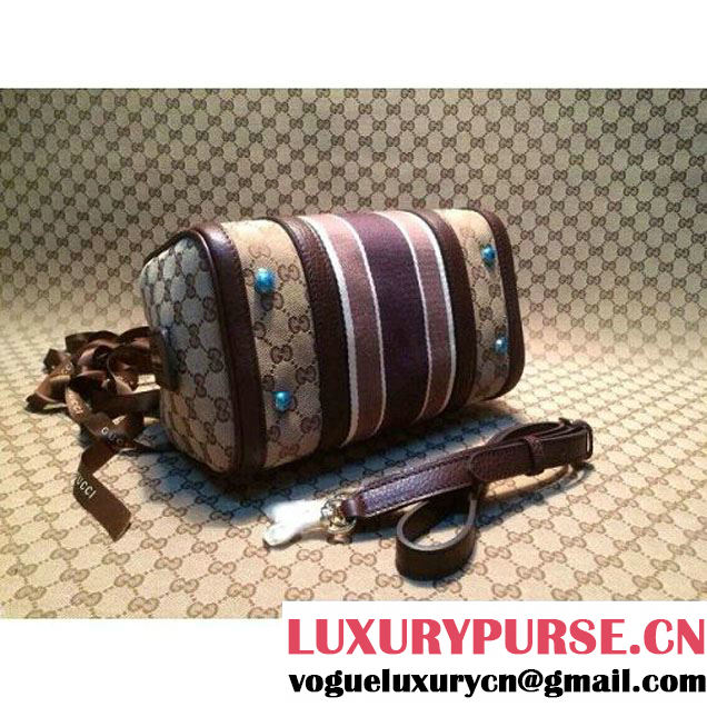 Gucci Small Vintage Web Orainal GG Canvas Boston Bag Brown (1b77-1434 )