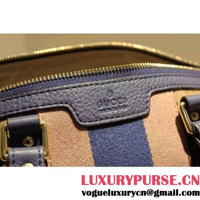 Gucci 247205 Vintage Web Orginal GG Canvas Boston Bag Blue 2015 (SPM-062620 )