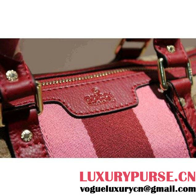 Gucci 247205 Vintage Web Orginal GG Canvas Boston Bag Red 2015 (SPM-062621 )