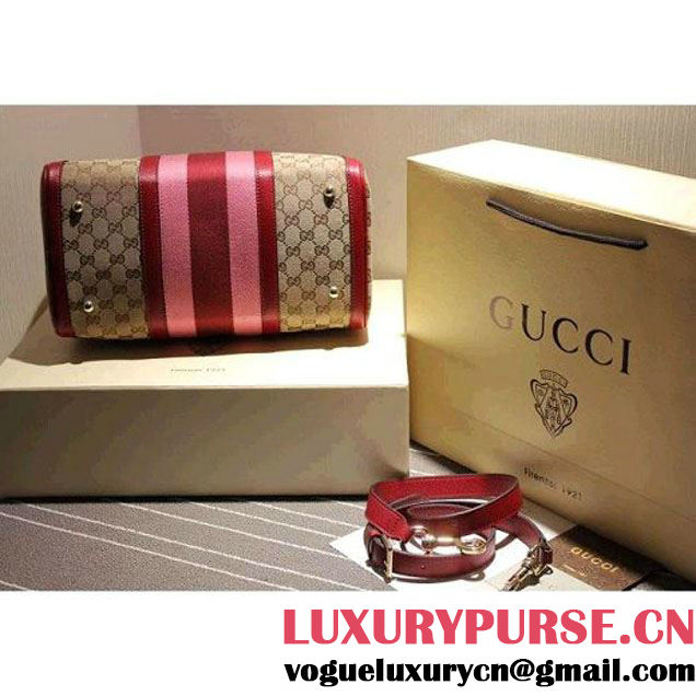 Gucci 247205 Vintage Web Orginal GG Canvas Boston Bag Red 2015 (SPM-062621 )