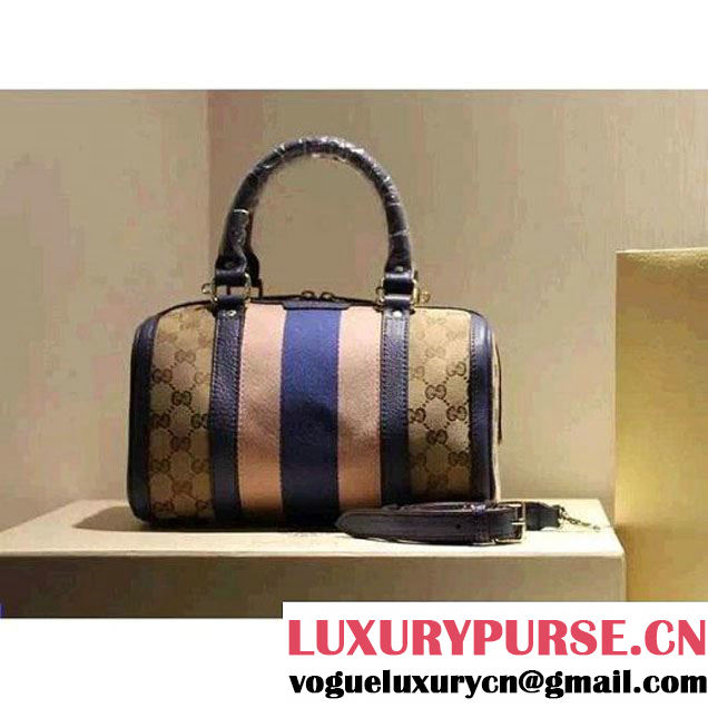 Gucci 269876 Small Vintage Web Orginal GG Canvas Boston Bag Blue 2015 (SPM-062622 )