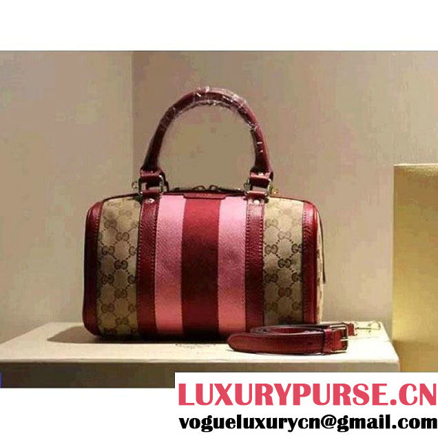 Gucci 269876 Small Vintage Web Orginal GG Canvas Boston Bag Red 2015 (SPM-062623 )