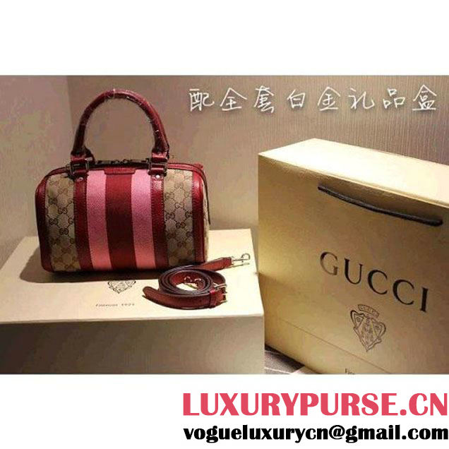 Gucci 269876 Small Vintage Web Orginal GG Canvas Boston Bag Red 2015 (SPM-062623 )