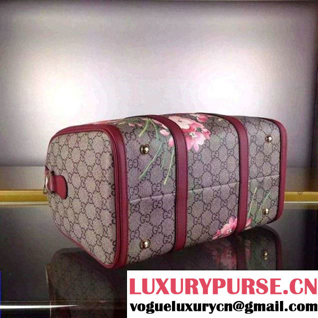Gucci 247205 Medium Blooms GG Canvas Boston Bag Burgundy 2015 (1A171-082808 )