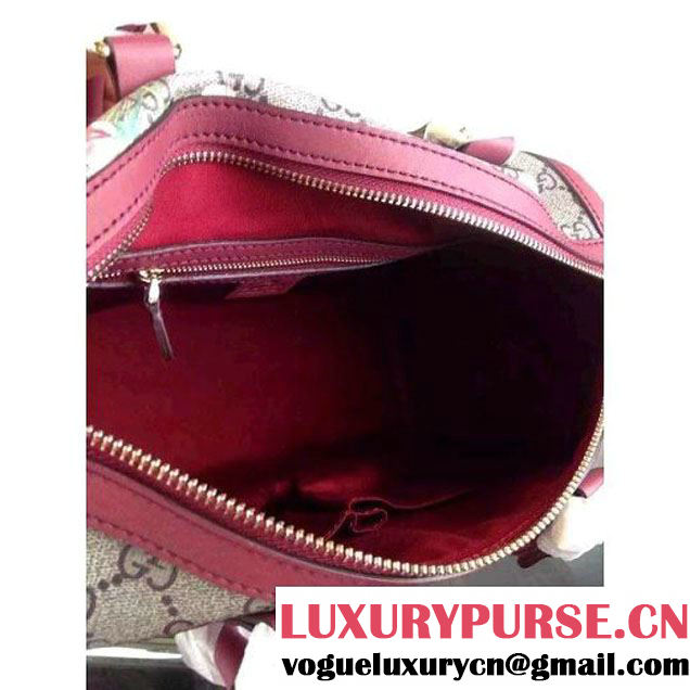 Gucci 247205 Medium Blooms GG Canvas Boston Bag Burgundy 2015 (1A171-082808 )