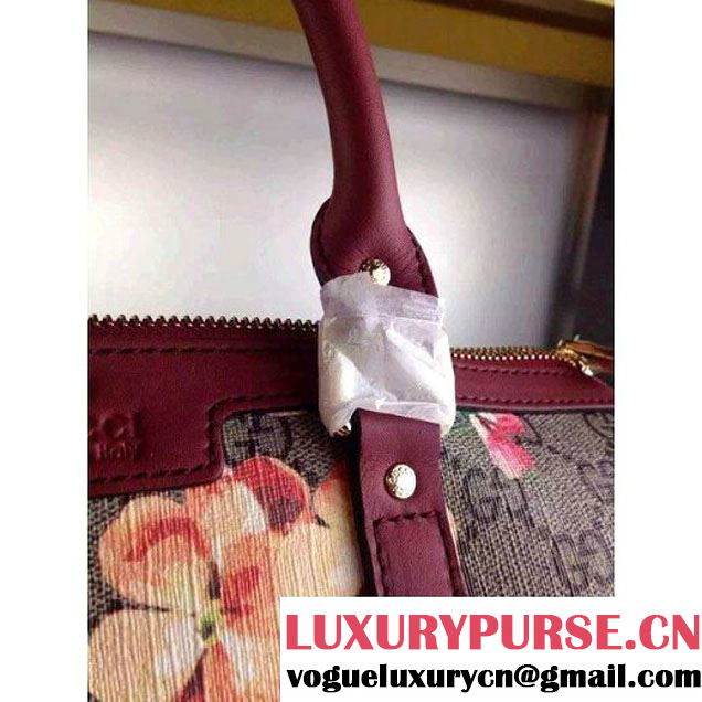 Gucci 247205 Medium Blooms GG Canvas Boston Bag Burgundy 2015 (1A171-082808 )