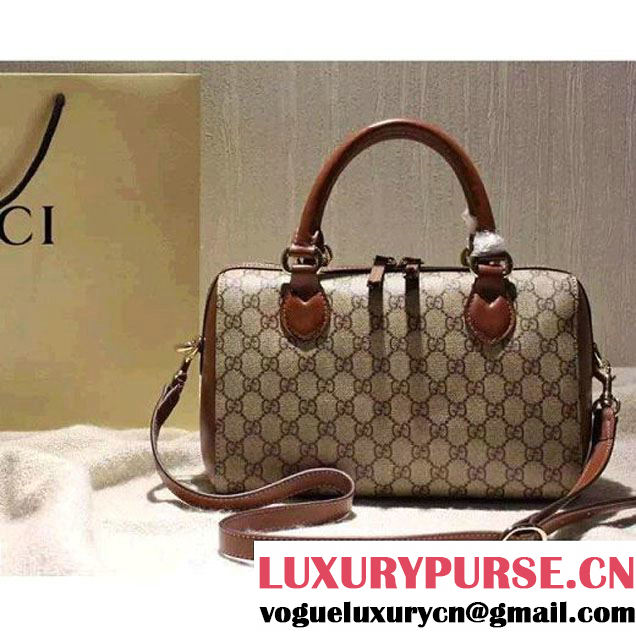 Gucci Small Blooms GG Supreme Top Handle Bag Brown Fall 2015 (SPM-092115 )