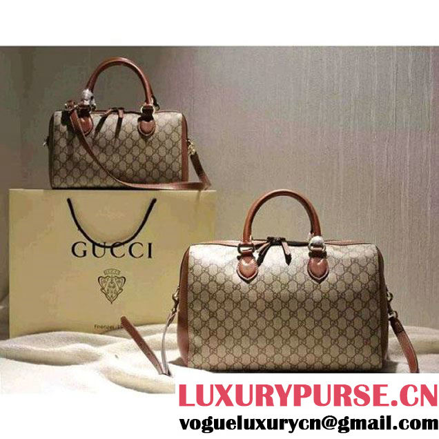 Gucci Small Blooms GG Supreme Top Handle Bag Brown Fall 2015 (SPM-092115 )