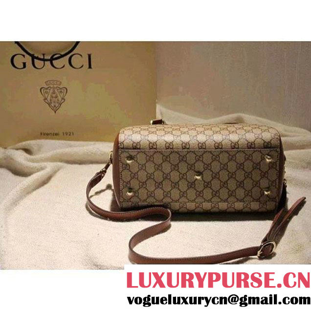 Gucci Small Blooms GG Supreme Top Handle Bag Brown Fall 2015 (SPM-092115 )