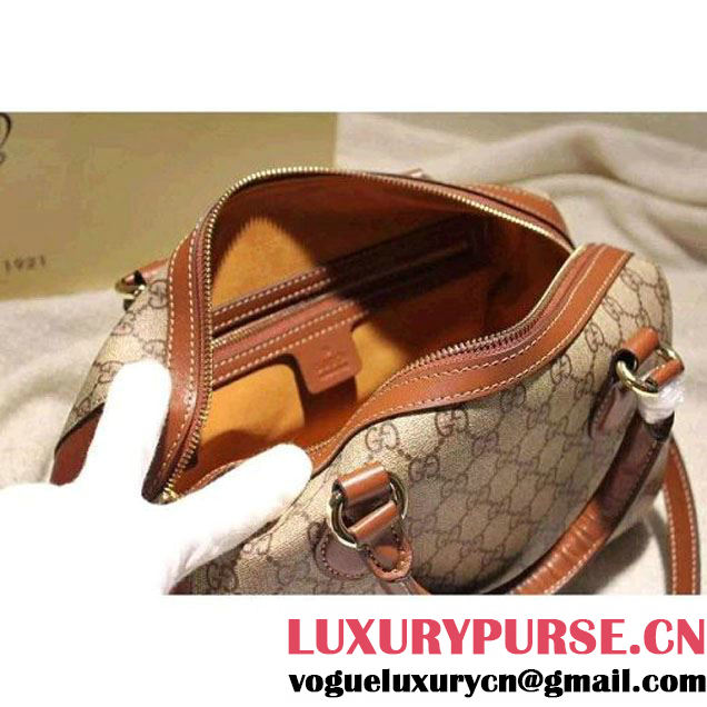 Gucci Small Blooms GG Supreme Top Handle Bag Brown Fall 2015 (SPM-092115 )