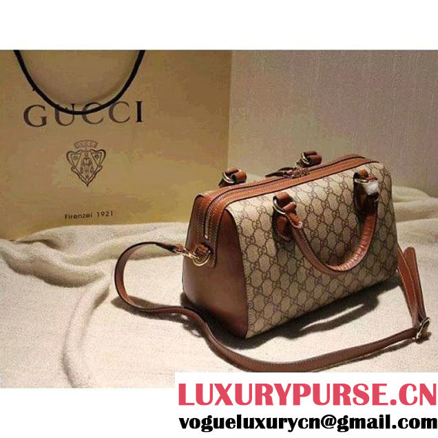Gucci Small Blooms GG Supreme Top Handle Bag Brown Fall 2015 (SPM-092115 )