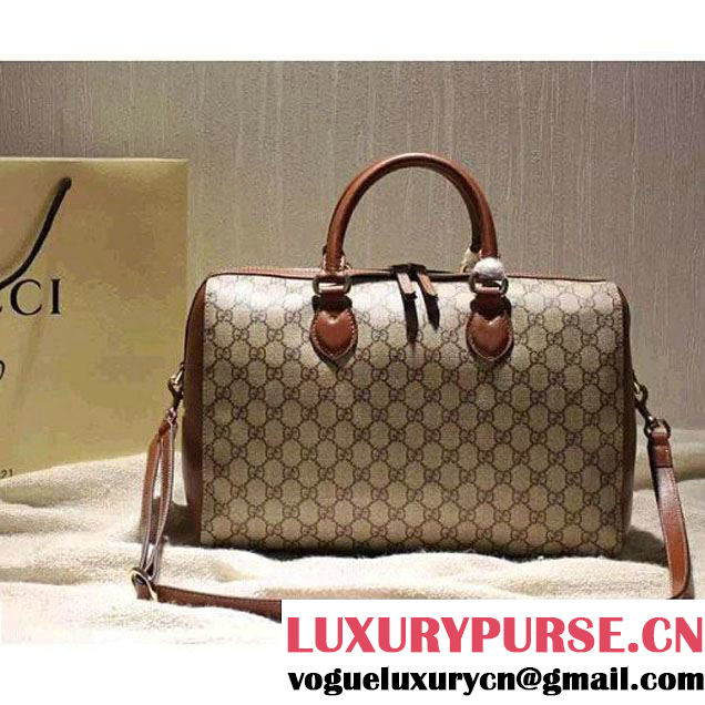 Gucci 409527 GG Supreme Top Handle Bag Brown Fall 2015 (SPM-092117 )