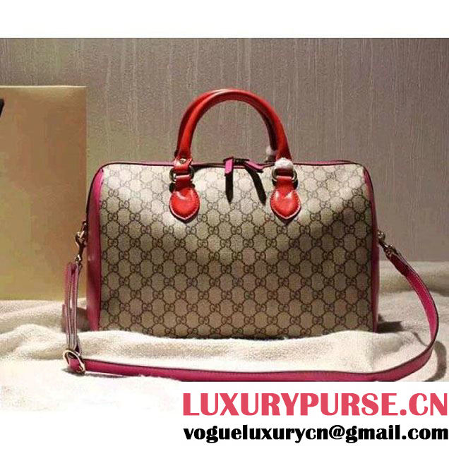 Gucci 409527 GG Supreme Top Handle Bag Red/Rosy Fall 2015 (SPM-092118 )