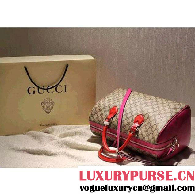 Gucci 409527 GG Supreme Top Handle Bag Red/Rosy Fall 2015 (SPM-092118 )