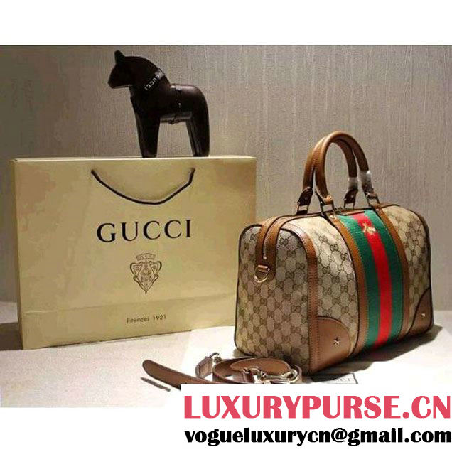 Gucci 406868 Vintage Web Embroidered Bag Camel Fall-Winter 2015 (SPM-110212 )