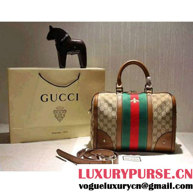 Gucci 406868 Vintage Web Embroidered Bag Camel Fall-Winter 2015 (SPM-110212 )