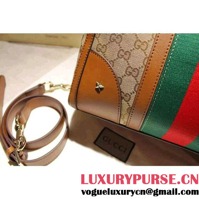 Gucci 406868 Vintage Web Embroidered Bag Camel Fall-Winter 2015 (SPM-110212 )