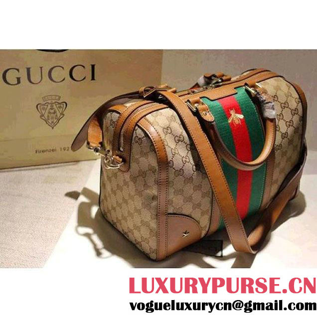Gucci 406868 Vintage Web Embroidered Bag Camel Fall-Winter 2015 (SPM-110212 )