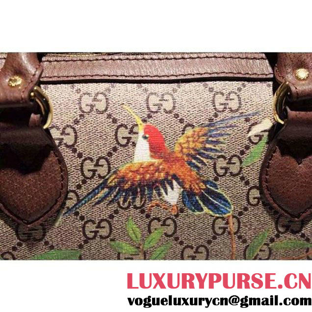 Gucci Small Tian GG Supreme Boston Bag Brown 2016 (SPM-6032103 )